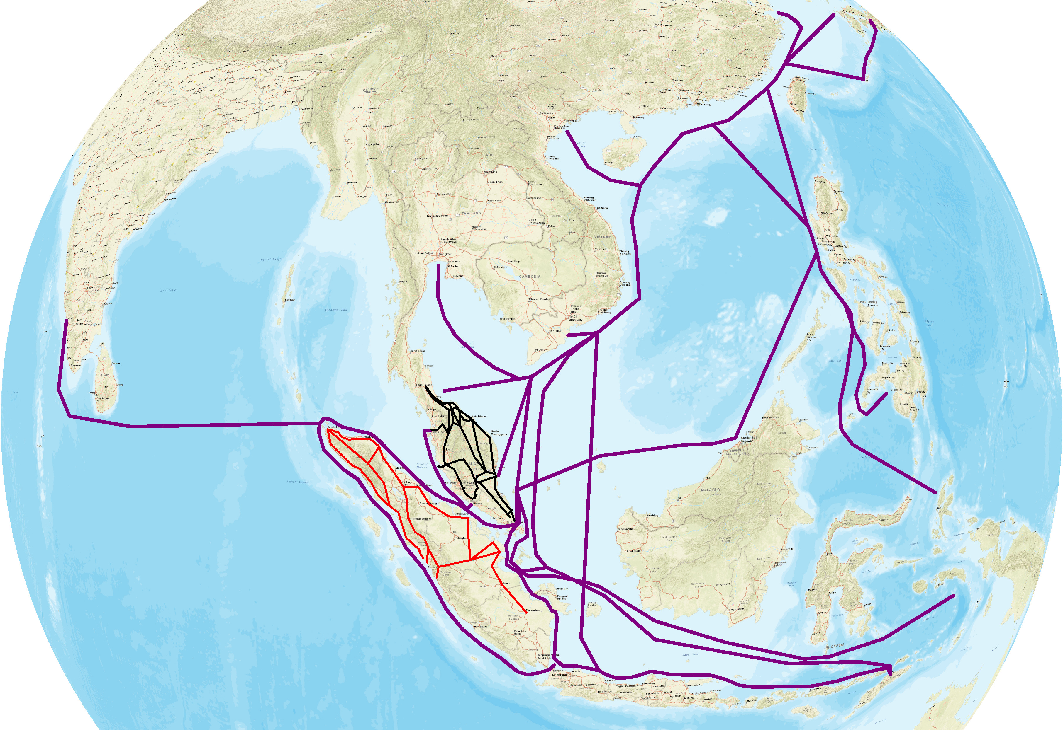 overlay of trading routes on a regional map