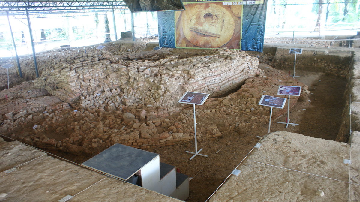 an excavated brick foundation